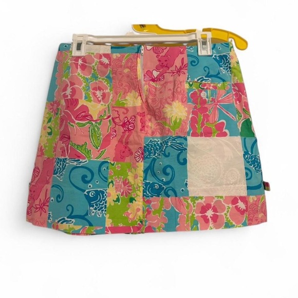 Vintage Lilly Pultizer Patchwork Pink Blue Floral Mini Skirt Size 10 - Picture 2 of 5